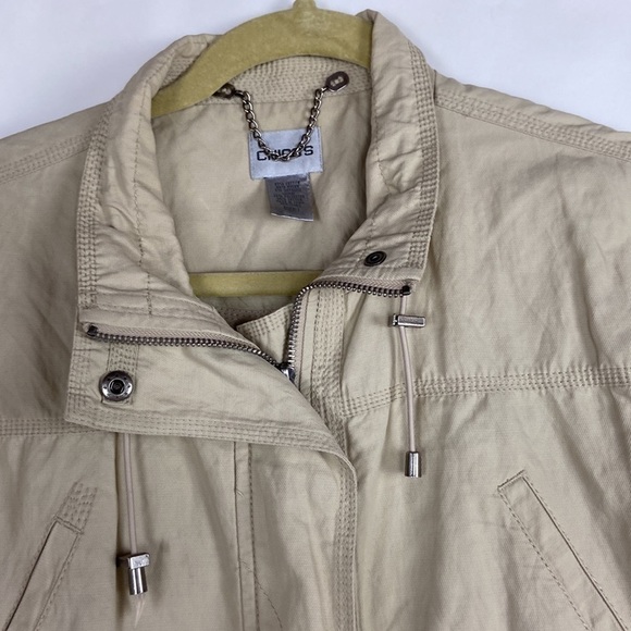 Chicos Cotton Metallic Blend Long Sleeve Field Jacket Utility Coat - Picture 16 of 16